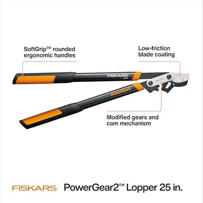 Fiskars 25” PowerGear2 Garden Bypass Loppers, 1.75" Capacity Tree Trimmer - style: 25 in