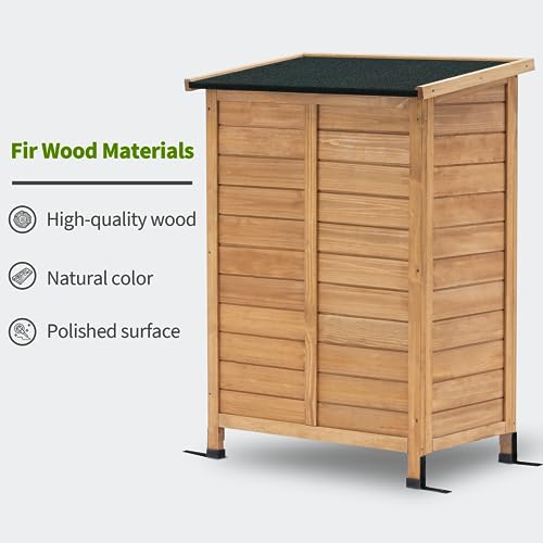 MCombo Small Outdoor Storage Cabinet, Wood Shed with Shelf 0985 (Yellow) - color: Yellow