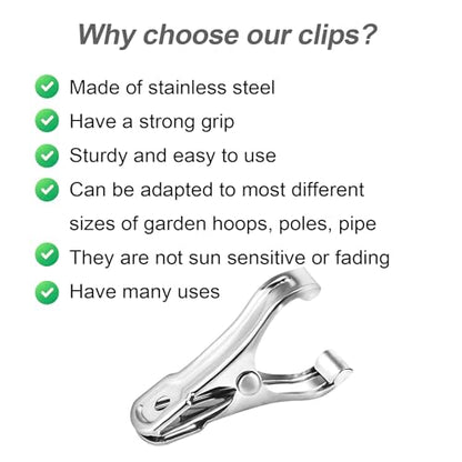 40Pcs Garden Clips for Netting, 2'' Metal Greenhouse Clamps to hoop