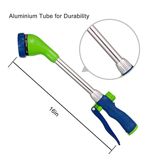 GREEN MOUNT Watering Wand, 16 Inches Sprayer Wand with 8 Watering Patterns for Lawn and Garden Use - color: Blue-green