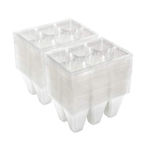 Gardzen 120 Pack 6 Cell Seed Starter Trays with Drainage Holes Clear - color: Clear, size: 120 Pcs