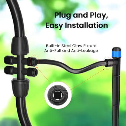 MIXC Drip Irrigation System,Quick Connector Garden Watering System Automatic Sprinkler System Kit for Lawn Raised Bed Greenhouse Plant Watering System (16FT Main Tube+ 79FT 1/4'' Tube) - size: 16FT Main tube+ 79FT 1/4'' tube