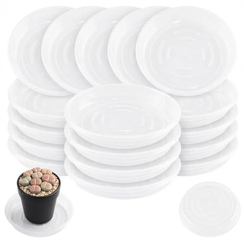 20 Pack Clear Plant Saucer 4.5 Inches Plastic Drip Trays to Catch Water - size: 4.5 Inch