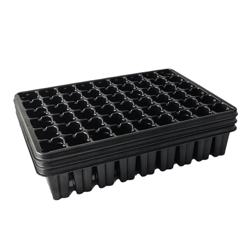 RooTrimmer 54 Cell Seed Starter Trays, 2.8" Deep Plug Tray Seedling for TD377 Nursery Tray, Super Thick Reusable Trays for Easy Transplantation (11.14inch ×14.6 inch, 5-Pack) - size: 54 Cells Plug Tray-5P