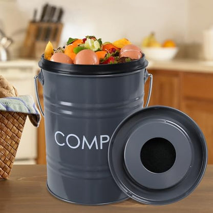 MUMTOP Compost Bin for Kitchen Countertop,1.3 Gal Metal Compost Container - color: Gray