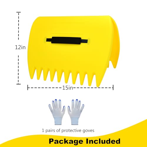 Leaf Scoops Hand Rakes, Leaf Scoops and Claws with Gloves, Lightweight Plastic Leaf Scoop, Large Leaf Grabbers for Picking Up Leaves, Clippings, Grass(1 Set, Yellow) - style: 1 Set,Yellow