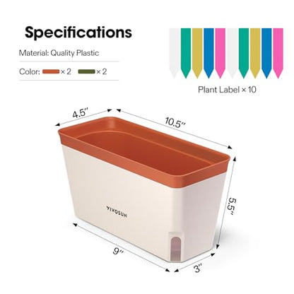 VIVOSUN Self-Watering Planters, 4-Pack 10.5 in Window Herb Planter Box - size: 4