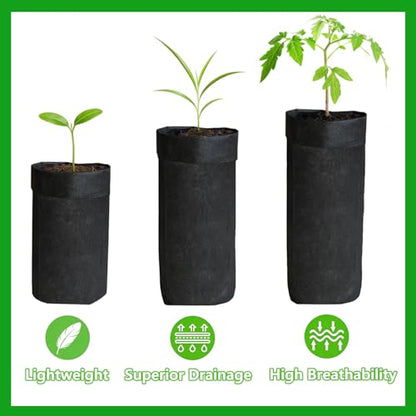 50PCS Deep Nursery Grow Bags, Black Plant Grow Bag for Starting Rooted Plants Vegetable, Flower, Seedling Tree Seedling Pots, 10" H Before Loading Soil - size: 10''H