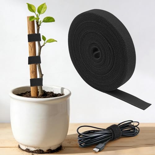 Reusable Fastening Tape Cable Tie, 98 Inch Roll For Cable Management Wire Organizer Plant Support Home Garden Use - color: 98 Inch Black