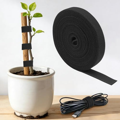 Reusable Fastening Tape Cable Tie, 98 Inch Roll For Cable Management Wire Organizer Plant Support Home Garden Use - color: 98 Inch Black