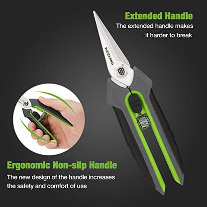 WORKPRO 2 Pack Garden Pruning Shears, 6.5" Small Hand Pruners with Sheath