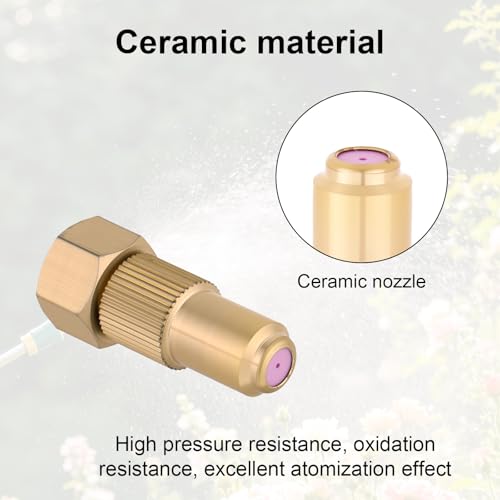 2pcs Brass Adjustable Spray Nozzle Tips, Ceramic Core Mist & Stream Modes Heavy Duty High Pressure Water Hose Replacement for Backpack Garden & Lawn Sprayers Compatible with Farm Irrigation System