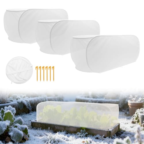 3Pcs Pop-Up Non-Woven Winter Plant Frost Covers, for Shrubs & Garden Beds - size: 3Pcs 39x17x17"