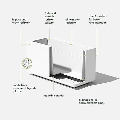 Veradek Block Series Long Box Planter - Rectangular Outdoor Planter - color: White, size: Small