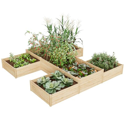 AMERLIFE H-Shaped Raised Garden Bed, 12x12x2ft, Double-Layer Planter Box - size: 12 x 12 x 2 ft