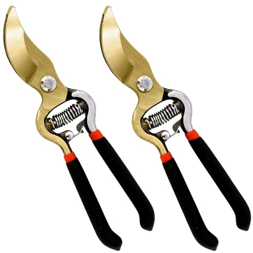 Garden Guru Indestructible Titanium Garden Clippers Professional Bypass Hand Pruner Pruning Shear with Comfort Grip Handles for Gardening Trimming and Yard Work Hardened Steel & Titanium Blade(2 Pack) - size: 2 Pack, style: Titanium Bypass
