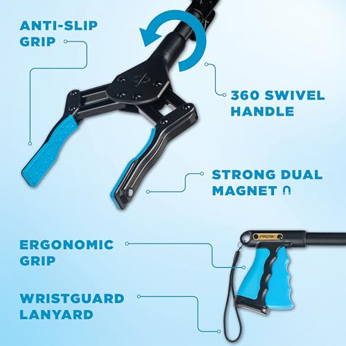 36-Inch Folding Grabber Reacher Tool, Blue, for Seniors - color: Blue
