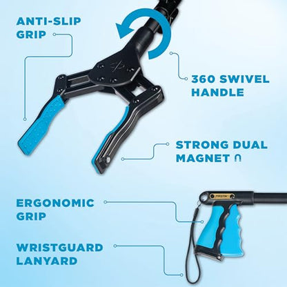 36-Inch Folding Grabber Reacher Tool, Blue, for Seniors - color: Blue
