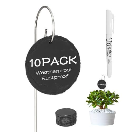 10-Pack Marble Circle Garden Markers,Weatherproof Metal Plant Labels Large Planting Seedling Stake Signs, for Seedlings Herbs Vegetable Greenhouse Gifts with White Marker Pen Labels - color: Marble Circle