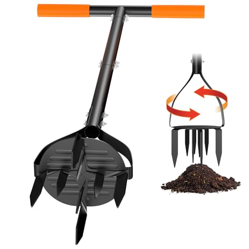 Hand Tiller for Gardening, 40 Inch Garden Claw Twist Tiller Cultivator Garden Tools Manual Soil Tiller with 8 Sharp Steel Teeth, Long Handle Garden Cultivator for Lawn, Planting, Tilling & Aerating