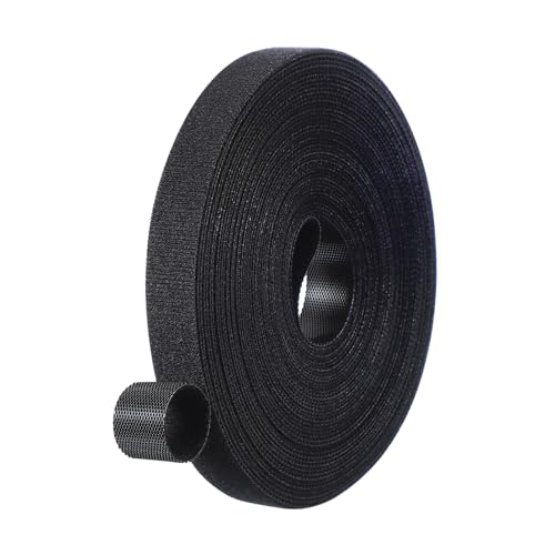 PATIKIL 0.6" x33FT Hook and Loop Tape Double-Sided Nylon Strips Black - color: Black, size: 0.6"x33FT