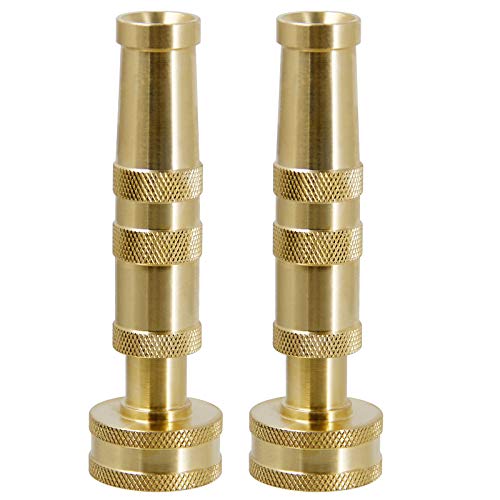 Biswing Brass Hose Nozzles, Heavy-Duty Brass Adjustable Twist Hose Nozzle, 2 Pack (4"), VI3432