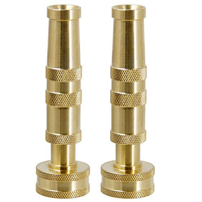 Biswing Brass Hose Nozzles, Heavy-Duty Brass Adjustable Twist Hose Nozzle, 2 Pack (4"), VI3432