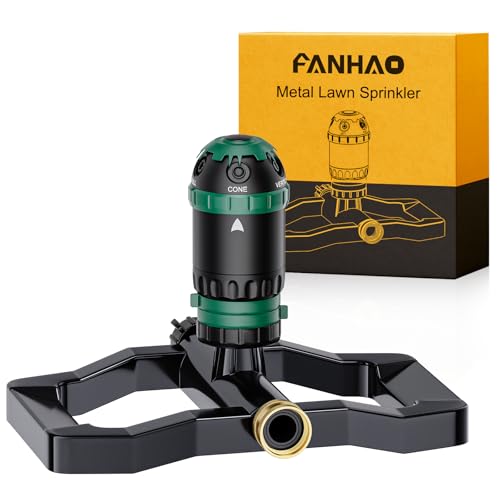 FANHAO Gear Drive Sprinkler with Metal Base, Adjustable Lawn Sprinkler