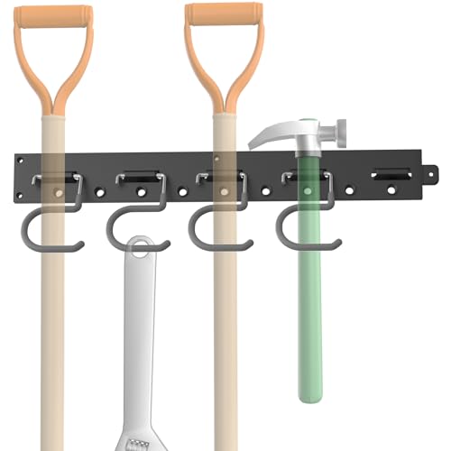 TORACK Plastic Wall Mounted Mop and Broom Holder, Garden Tools Organizer