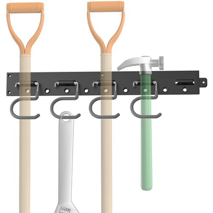 TORACK Plastic Wall Mounted Mop and Broom Holder, Garden Tools Organizer