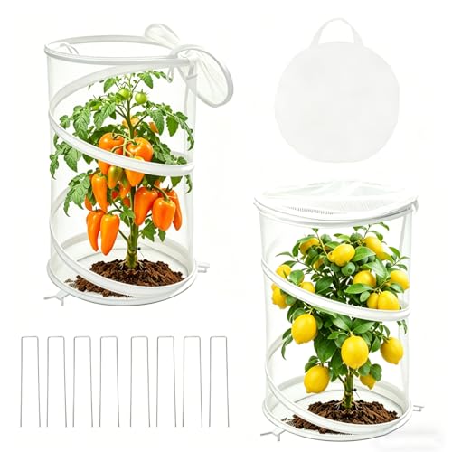 2-Pack Pop Up Plant Covers, Heavy Duty 18"x24" Mesh Plant Cover & Garden Cloche with Ground Stakes, Windproof Plant Protector Tent for Tomato & Strawberry (Protection from Birds & Animals) - size: 18''*24''