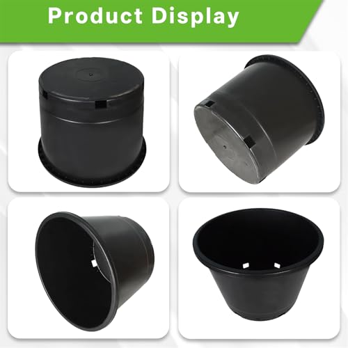 10 Pcs 10 Gallon Short Pots for Plants, Sturdy Plastic Planter Pots with Drainage Holes, Large Plastic Planters, Garden Planter Pots for Seedlings, Succulents - size: 10 Pcs 10 Gallon Short