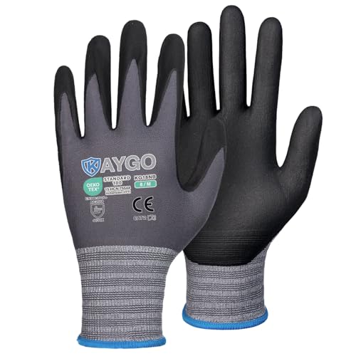 KAYGO Safety Work Gloves, MicroFoam Nitrile Coated, Men Women,KG18N - color: Gray, size: Medium