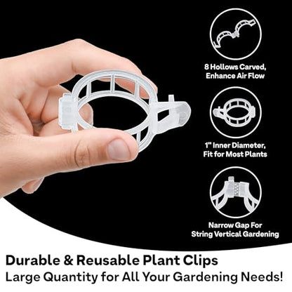 180 Pcs Plant Support Clips, Clear Plastic Trellis Clips, Garden Clips, Vegetable Clips, Vine Tomato Clips for Plants Support, Plant Clips for Climbing Plants to Grow Upright & Healthier - RamPro