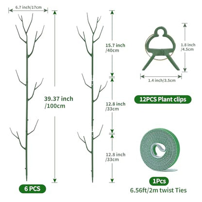 Yhtpouqe 9 Pack Green Plant Support Stakes Plant Stakes for Indoor and Outdoor Plants. 39.37inch Plant Sticks with Extension Poles, Plant Clips,Plant Ties for Potted Monstera Plants, Climbing Plants - size: 39.37"- 9 Pack