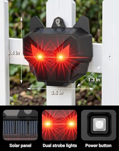2 Pack Solar Nocturnal Animal Repeller with Dual Lights, Humane Coyote Deterrent, Racoon Repellent Outdoor for Fox, Deer & Skunk, Waterproof Predator Lights for Chicken Coop, Farm & Garden