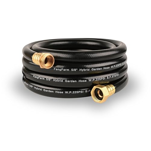 15FT PVC Hybrid Garden Hose, 5/8 in Black Hose, Brass Fittings - size: 15FT ( Male - Female )
