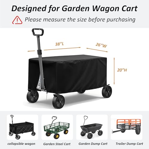 TheElves Wagon Rain Cover for Gorilla Carts 5 Cu Ft VEVOR 7 Cu Ft Dump Cart - size: 38x26x20 inch