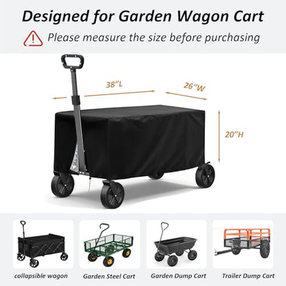 TheElves Wagon Rain Cover for Gorilla Carts 5 Cu Ft VEVOR 7 Cu Ft Dump Cart - size: 38x26x20 inch
