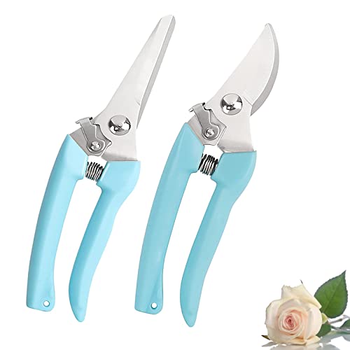 Leize Flower Scissors Set, 2 Pack Premium Thickened Stainless Steel Floral Shears, Strong Pruner for Flowers, Branches and Leaves, Upgrade - color: Lightblue2p