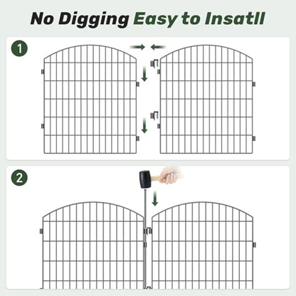 3-Layer Garden Fence with Gate 10 Panel 32in H×23ft L - size: 32in(H) x 23ft(L)
