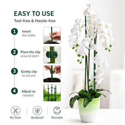 10PcsPlant Support Stakes with Ladybug Clips Green - color: Green+Ladybug Clips