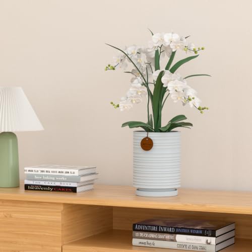 5.1 Inch Blue Ceramic Planter with Drainage and Saucer - color: Light Blue, size: Small