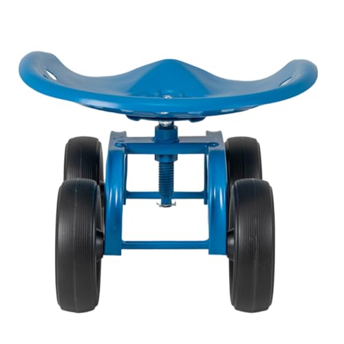 ERGOMASTER Garden Seat with Wheels, Adjustable Height & 360° Swivel, Iron Frame, Blue - color: Blue