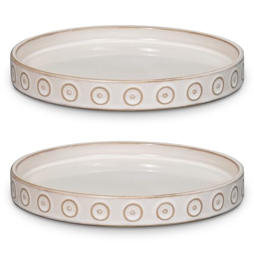 Eightpot Ceramic Plant Saucer, 2 Pack Plant Trays for Pot, 5.6 Inch Plant Pot Saucers for Indoor Outdoor, Round Plants Plates to Catch Water, Boho Decorative Plants Dishes to Catch Water, Cream White - color: Cream White - 2, size: 5.6 Inch