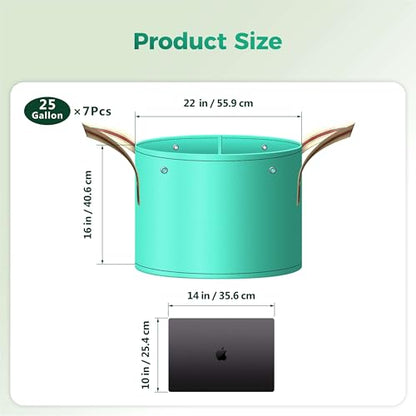 7 Pcs 25 Gallon Grow Bags, PE Garden Pots with Handle for Plants - size: 25 gallon, style: PE_Grow_Bags