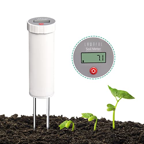 Digital Soil pH Meter, Industrial Grade Soil pH Tester with Calibration-Free LCD Display, High Accuracy Soil pH Pen, Soil pH Monitor for Garden, Lawn, Plant (White)