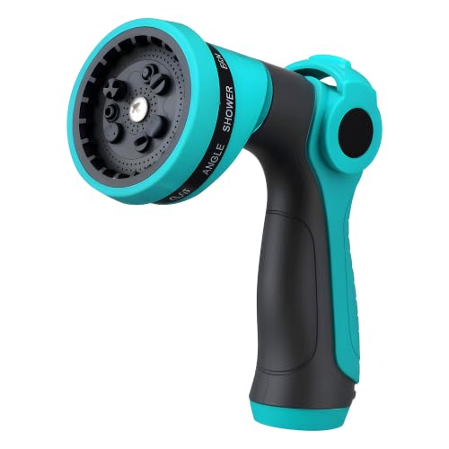 Garden Hose Nozzle Sprayer - 10 Spray Patterns, THUMB CONTROL On Off Valve Heavy Duty Hose Sprayer Nozzle for Watering Plants & Lawns, Washing Cars & Pets - Outdoor Water Hose Nozzle Head Attachment