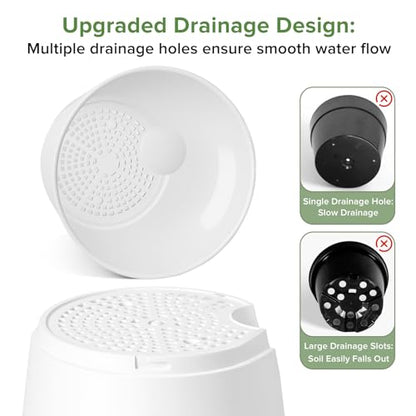 GARDIFE 2026 Upgraded Self Watering Plant Pots with Drainage Hole, 7/6.5/6/5.5/5/4 Inch Flower Planting Containers for House Plants, African Violet, Flowers, Cactus (White, 7+6.5+6+5.5+5+4 inch) - color: 7-white-upgraded, size: 7+6.5+6+5.5+5+4 inch