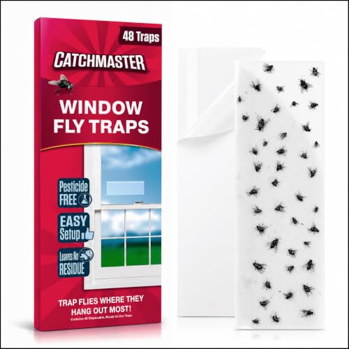 Catchmaster Window Fly Traps 48 Pack Bulk, Clear Sticky Indoor Fly Strips - size: 48 Standard Traps